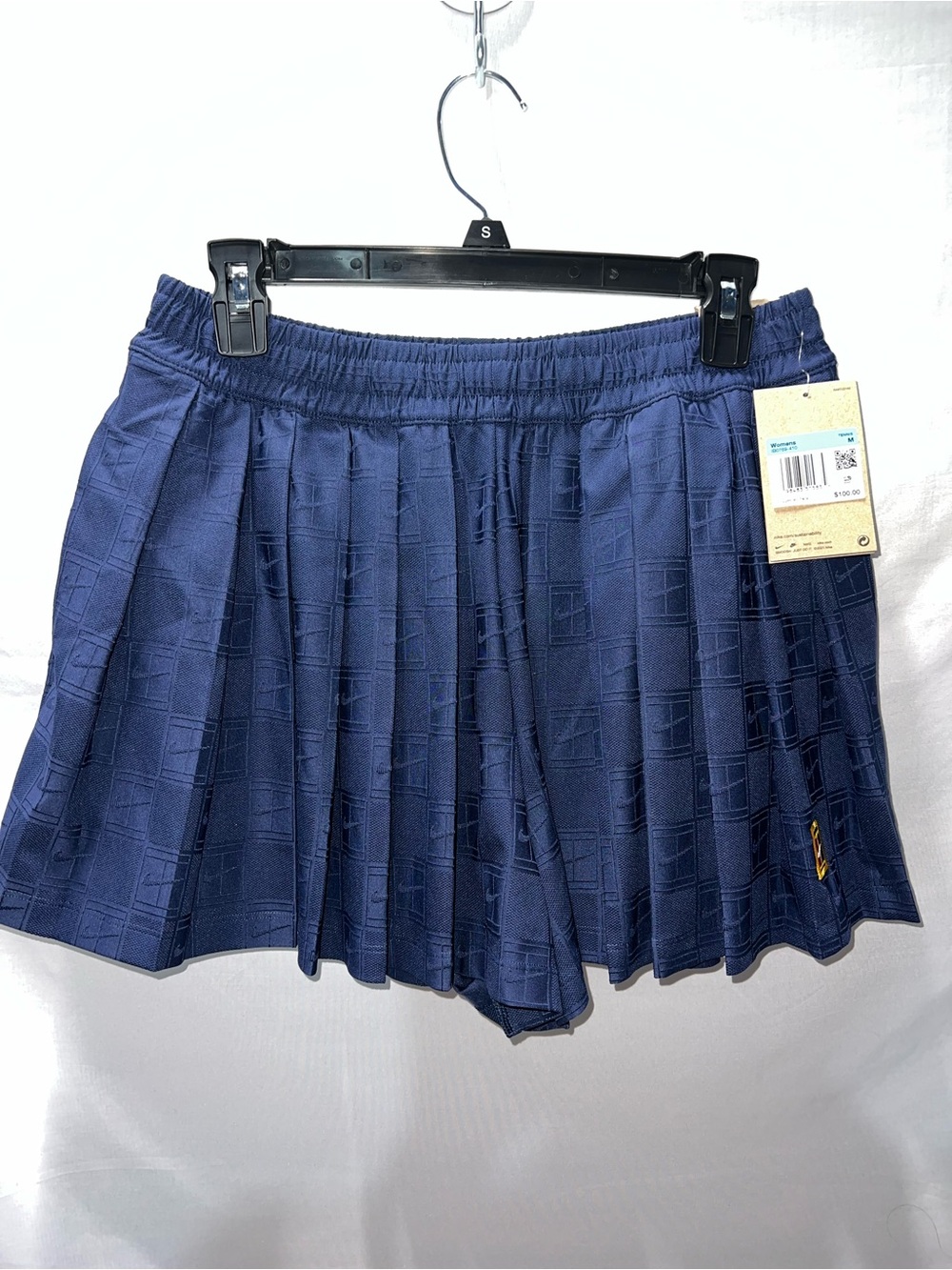 Nike Navy Textured‎ Pleated Tennis Shorts